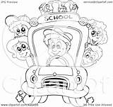 Outline Bus School Driver Children Clipart Coloring Illustration Driving Royalty Visekart Rf sketch template