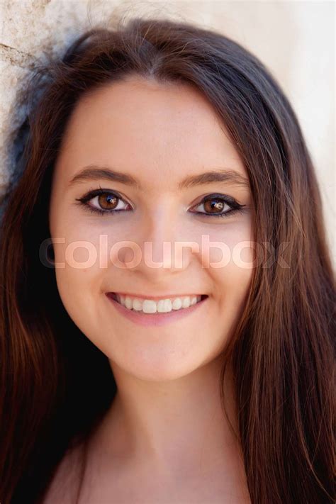 Spanish Brunette Girl With Long Hair Stock Image Colourbox