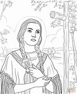 Kateri Coloring St Tekakwitha Pages Drawing Catholic Printable Crafts Saints Template sketch template