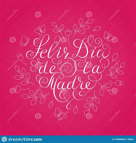 happy mother`s day white ink calligraphy on pink background heart
