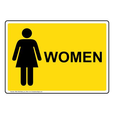 yellow women mujeres restroom sign  symbol rrbp  blackonyellow