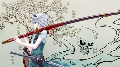 konpaku youmu touhou katana wallpaper mocah in 2019 anime artwork samurai anime girl