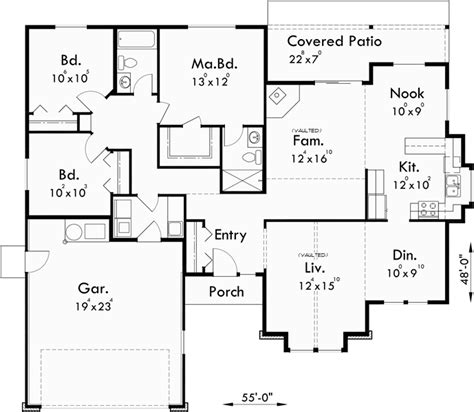 single story house  bedroom   bath house plans  effective  home floor plans