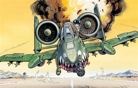 wallpaper figure humor pilot attack runway usaf republic   thunderbolt ii warthog