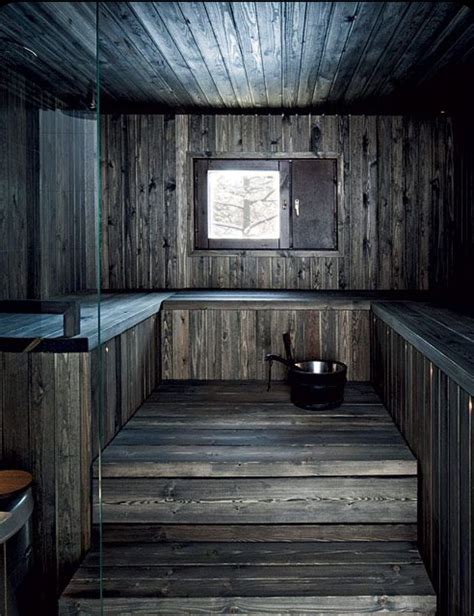 Dark Rustic Sauna Looks Like Stained Framing Lumber Kurmittelhaus