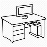 Desk Computer Office Table Workstation Clipart Study Icon Drawing Furniture Coloring Ergonomic Line Clip Pages Oval Sketch Book Getdrawings Icons sketch template