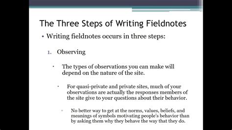 writing fieldnotes youtube