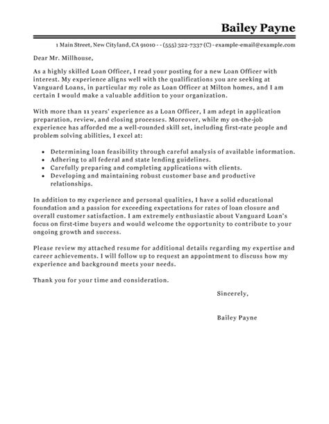 loan officer cover letter examples livecareer