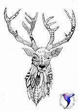 Zentangle Coloring Head Adult Pages Deer Stag Etsy Animals Hirsch Doodle Tattoo Colouring Mandala Hirschkopf Screen Print Drawings Animal Printable sketch template