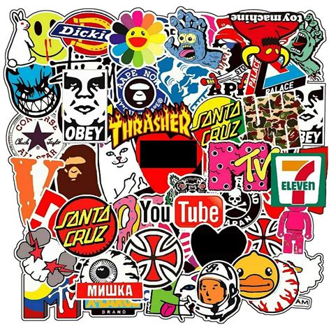 pcs hypebeast brand logo stickers pack graffiti vinyl decal etsy