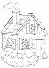 Coloring Pages Pigs Three Little Houses House Farm Simple Getcolorings Printable Color Colouring sketch template