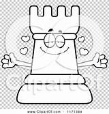 Rook Mascot Wanting Chess Hug Loving Outlined Coloring Clipart Cartoon Vector Cory Thoman sketch template