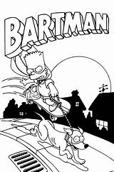 Bartman Simpson Coloring Para Pages Colorear Simpsons Con Bart Ayudante Santa Perro Claus Patineta Original Páginas Originales Yeso Ciudad Huesos sketch template
