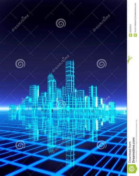 a neon grid effect backdrop with city royalty free stock