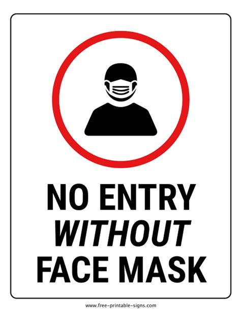 printable  entry  face mask sign  printable signs