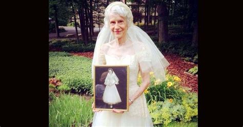 adorable grandma puts her wedding dress on after 63 years