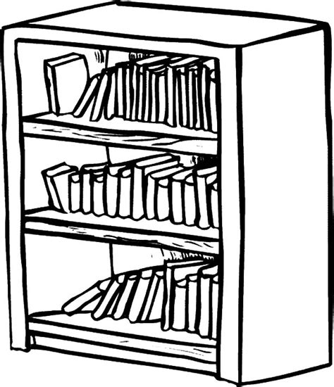 bookshelf coloring pages  place  color white bookcase
