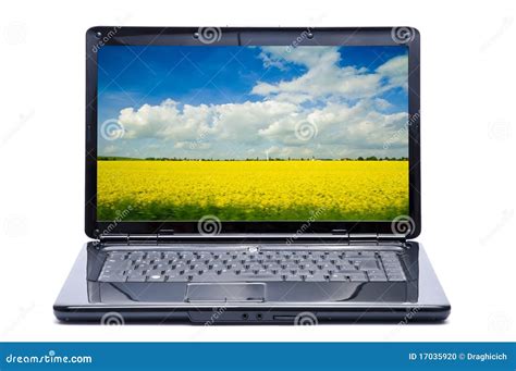 computadora portatil  paisaje foto de archivo imagen