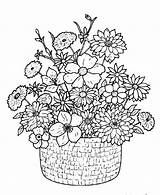 Coloring Pages Bouquet Flower Detailed Printable Print Flowers Basket Adult Drawing Baskets Boquet Colouring Books Floral Sheets Drawings Classical Embroidery sketch template