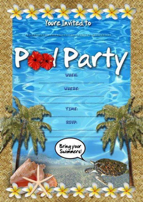 printable kids pool party invitations templates