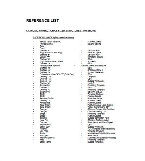 reference list template  google docs word apple pages