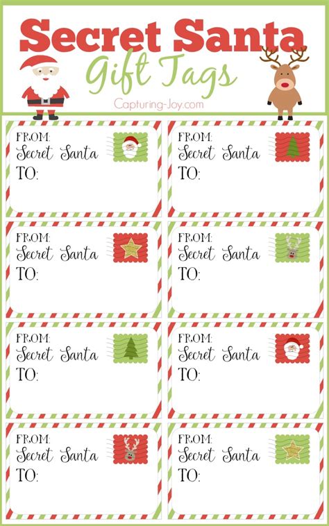 printable secret santa tags  printable templates