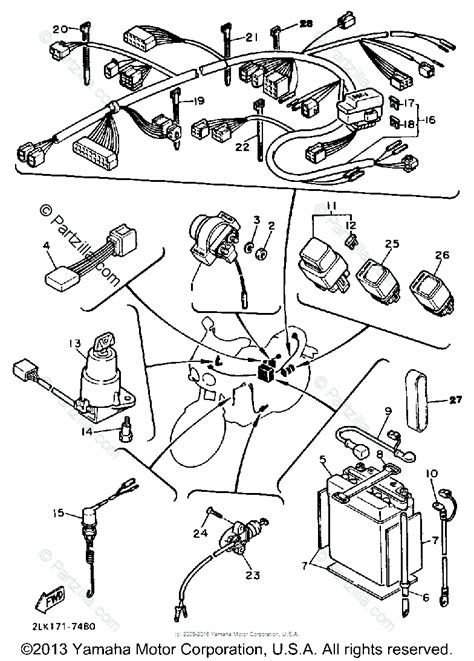 yamaha motorcycle  oem parts diagram  electrical  noncalifornia model partzillacom