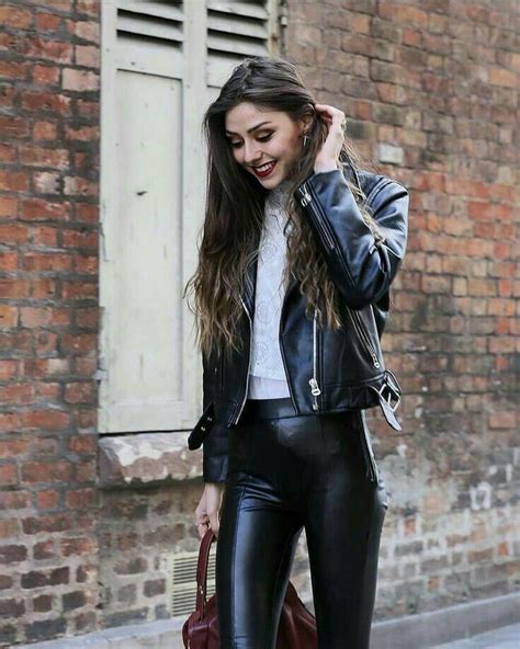 Pin On Black Leather Jacket Girls