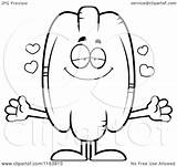 Pecan Mascot Loving Cartoon Outlined Coloring Vector Cory Thoman Clipart Royalty sketch template