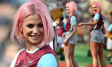 pixie lott dons small shorts at west ham game daily mail online