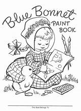 Coloring Bluebonnet Bonnet Books Pages Vintage Blue Printable Book Template sketch template