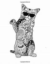 Coloring Adult Cats Pages Cat Colouring Mindfulness Book Creative Fancy Books Animal Animals Printable Blank Mandala Zentangles Relaxation Dog Chat sketch template