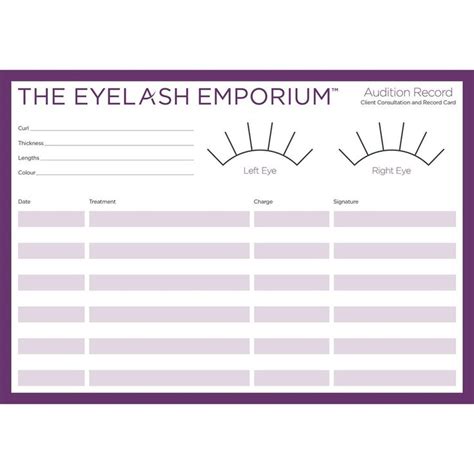 audition record consultation cards lash love eyelash extensions
