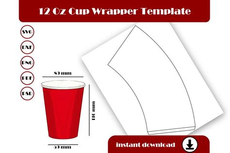 oz cup wrapper template  sheet printable