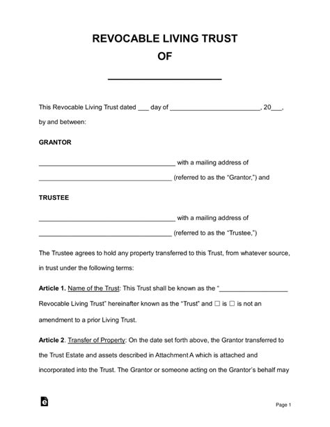 printable living trust forms printable forms