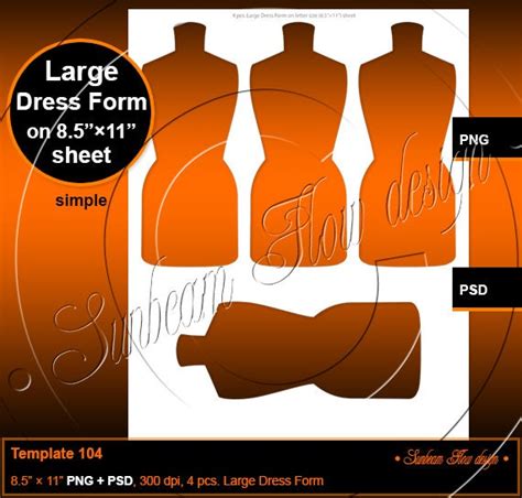 instant  large dress form template  printable