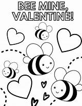 Coloring Valentine Valentines Pages Bee Cute Pdf Mine Printable Easy Simple Bees sketch template