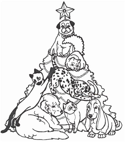 coloring page christmas tree  dogs christmas coloring page