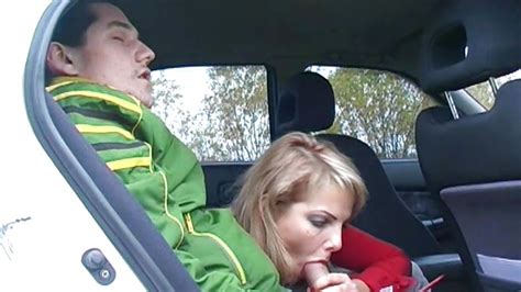 janny x in breasty blonde giving blowjob in the car hd