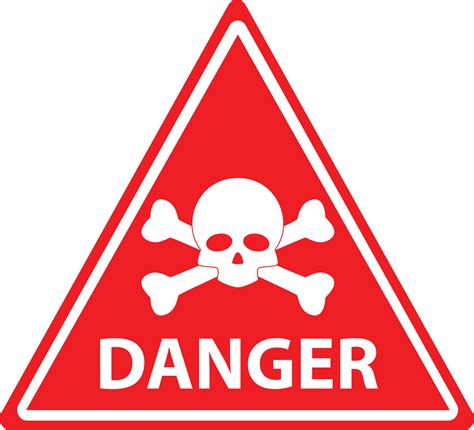 red danger skull crossbones warning  white background danger warning
