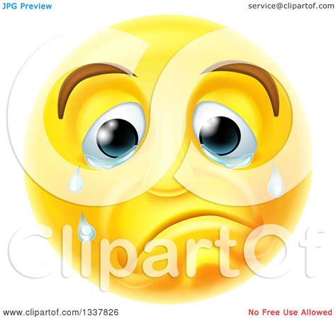 Clipart Of A 3d Yellow Smiley Emoji Emoticon Face Crying