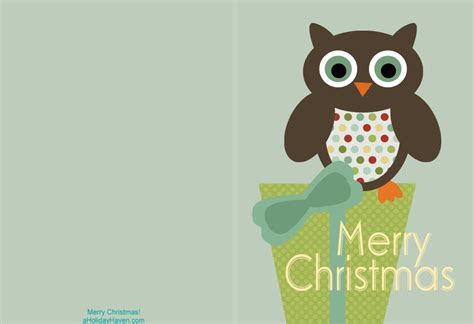 holiday haven  printable christmas cards cute owl cards