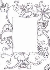 Zentangle Frame Borders Doodle Flower Drawing Frames Pano Seç Desenler Getdrawings Designs sketch template