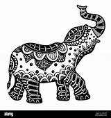 Elefant Gezeichnet Indischer Vektor Ethnischen sketch template