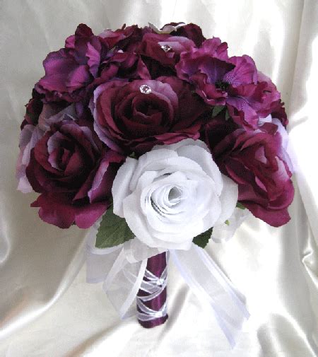 image detail for wedding bouquet bridal silk flowers purple plum