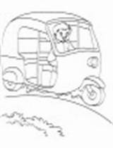 Rickshaw Auto Coloring Happy Driver sketch template