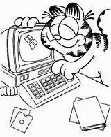 Computer Coloring Pages Garfield Kids sketch template