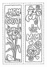 Coloring Mothers Kids Printable Color Bookmarks Mother Sheets Pages Print Crafts Bookmark Happy Blank Cards Books Source sketch template