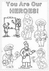 Workers Sheets Colouring Thank Coloring Key Pages Sheet Color Heroes Preschool Worker Kids Activities Hero Nurses Learning Do Children Choose sketch template