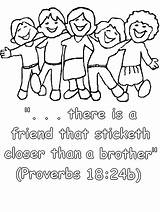 Coloring Proverbs Friend Friendship Pages Bible Jesus Verses Color 18 Children Clipart Brother Closer Than There Chapel Childrens Clip Popular sketch template